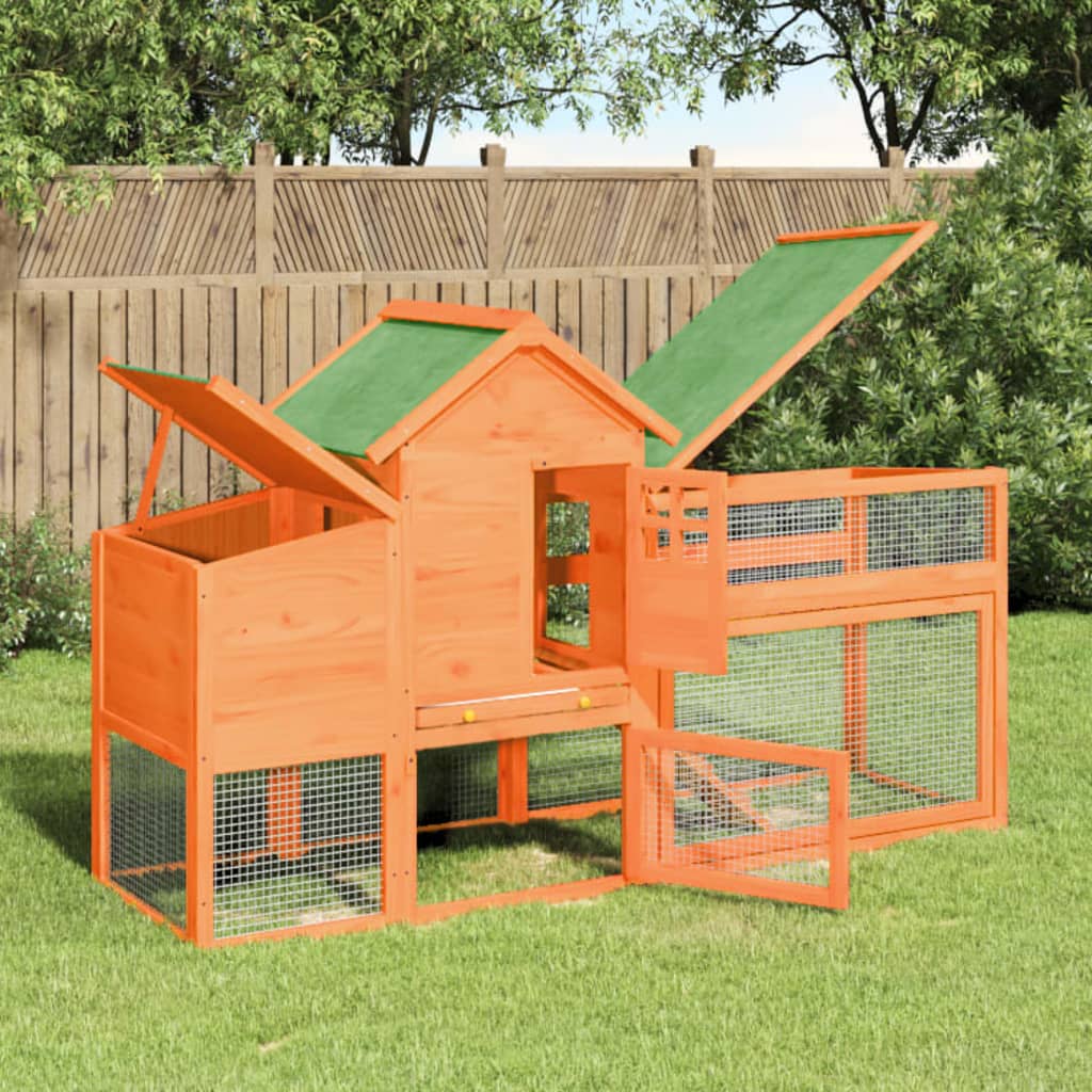 Chicken Coop Brown Solid pine wood, plywood Large Storage