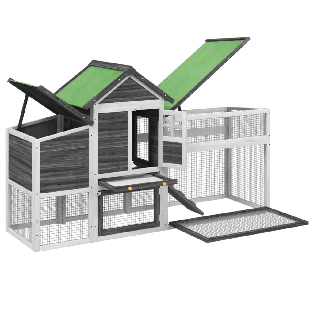 Chicken Coop Grey 186,5x58,5x113 cm Solid Wood Pine