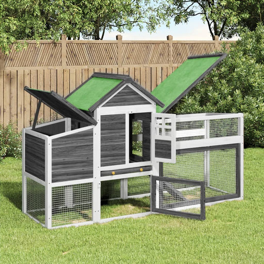Chicken Coop Grey 186,5x58,5x113 cm Solid Wood Pine