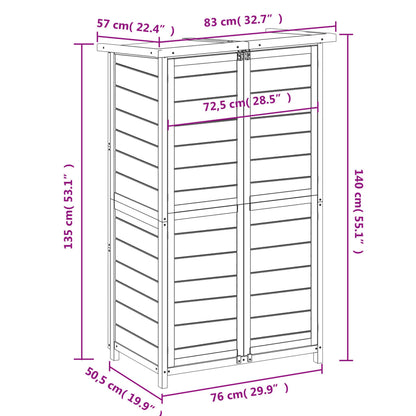 Garden Tool Shed Brown 83x57x140 cm Solid Wood Pine