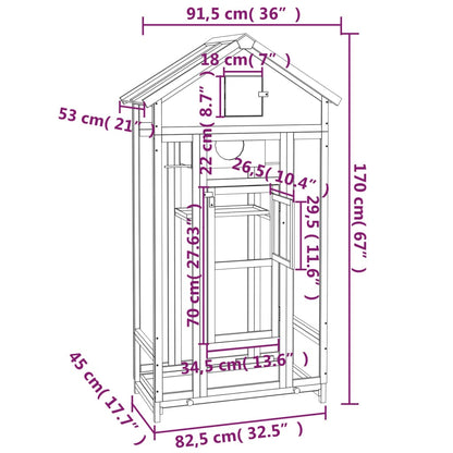 Bird House Grey 91,5x53x170 cm Solid Wood Pine