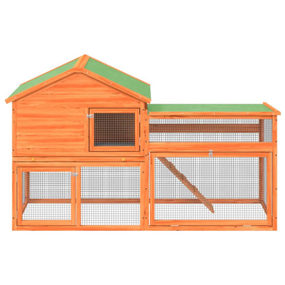 vidaXL Rabbit Hutch Brown, Green Solid Pine Wood, Plywood