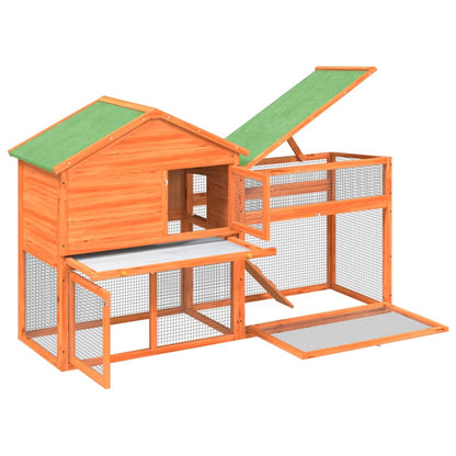 vidaXL Rabbit Hutch Brown, Green Solid Pine Wood, Plywood