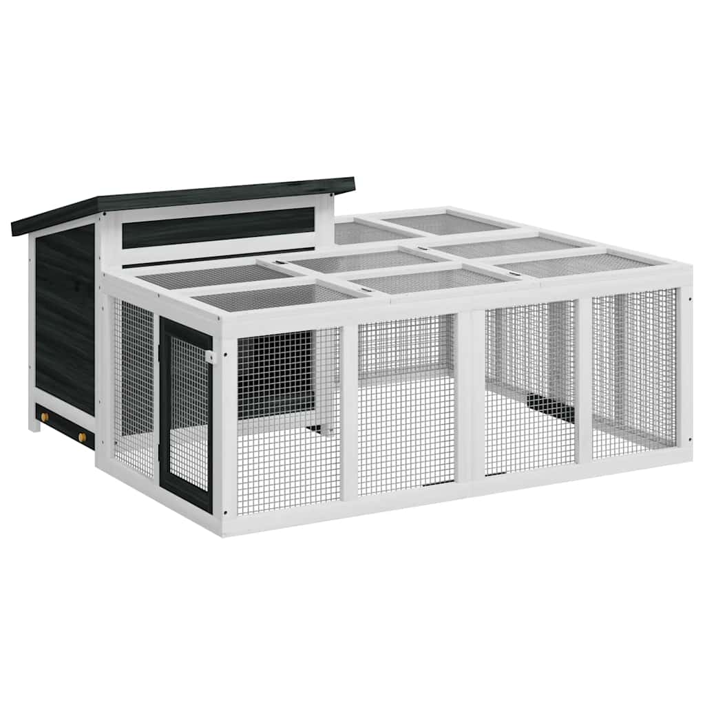 Rabbit Hutch Grey 144x123x67.5 cm Solid Wood Pine