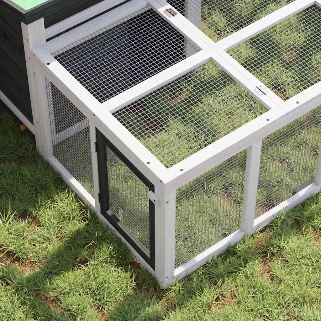 Rabbit Hutch Grey 144x123x67.5 cm Solid Wood Pine