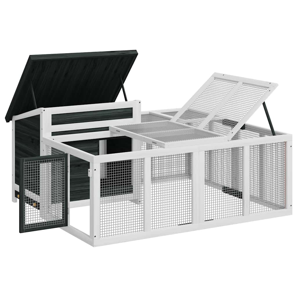 Rabbit Hutch Grey 144x123x67.5 cm Solid Wood Pine
