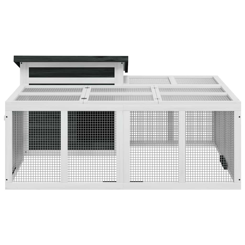 Rabbit Hutch Grey 144x123x67.5 cm Solid Wood Pine