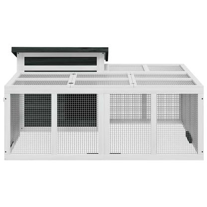 Rabbit Hutch Grey 144x123x67.5 cm Solid Wood Pine