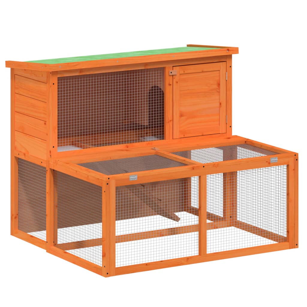 Rabbit Hutch Brown, Green Solid Pine Wood, Plywood