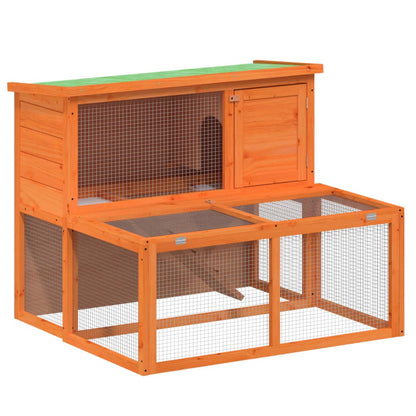Rabbit Hutch Brown, Green Solid Pine Wood, Plywood