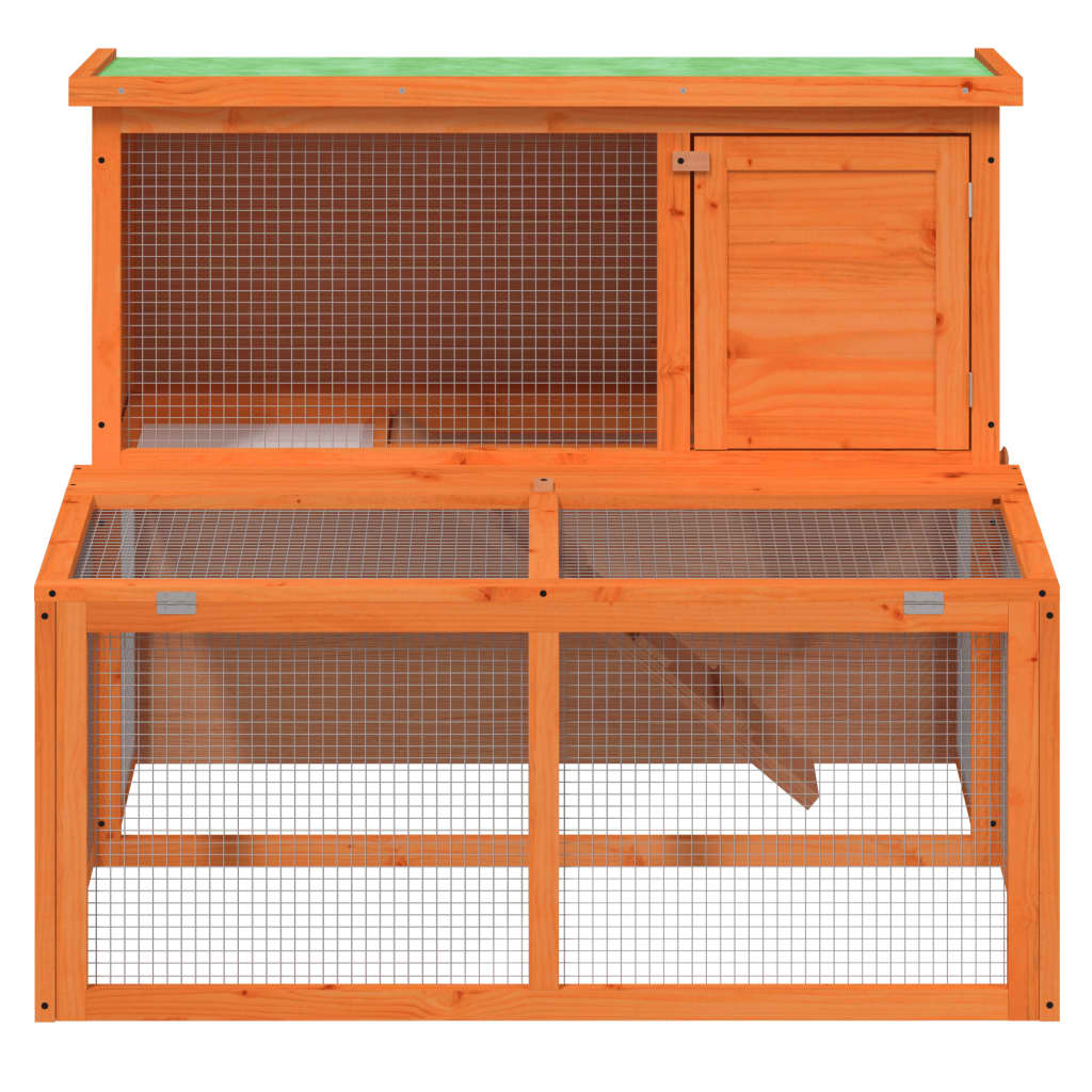 Rabbit Hutch Brown, Green Solid Pine Wood, Plywood
