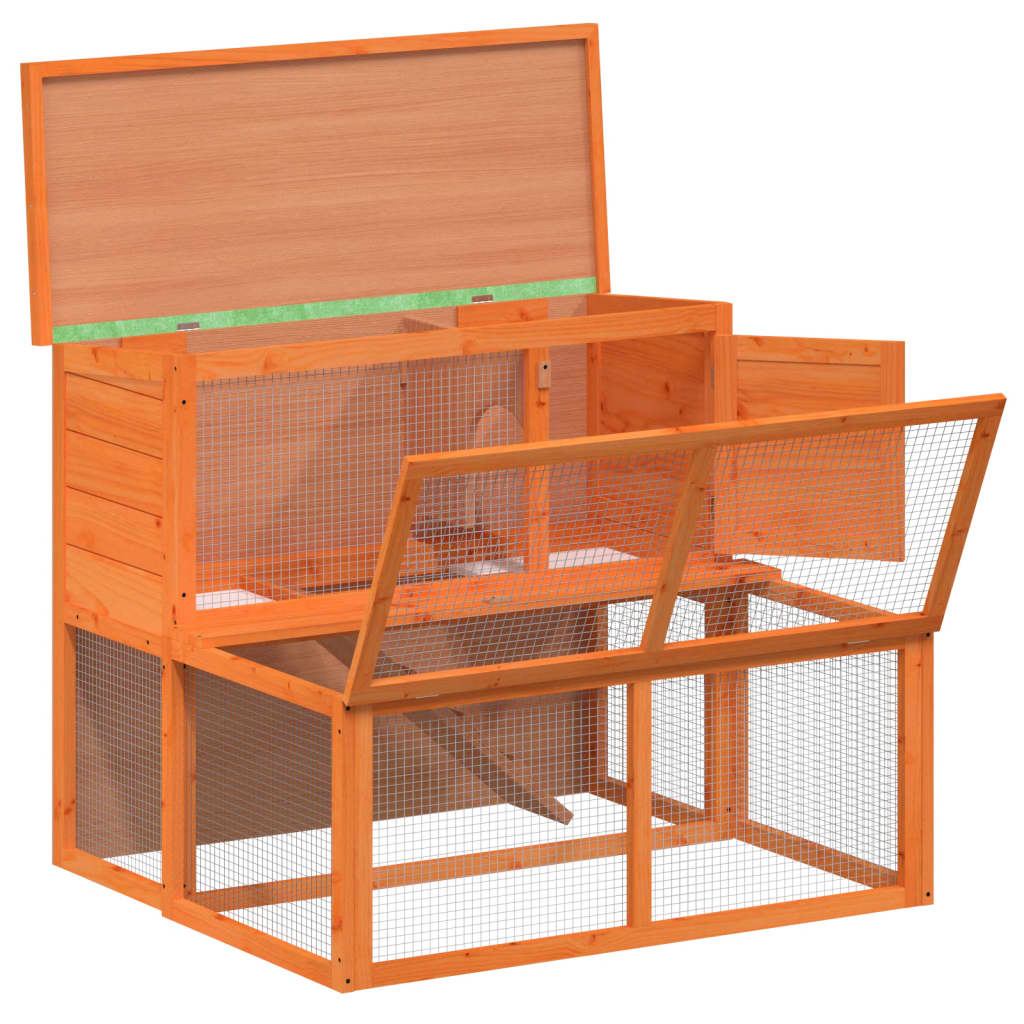 Rabbit Hutch Brown, Green Solid Pine Wood, Plywood