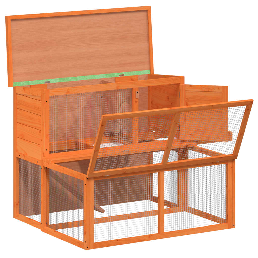 Rabbit Hutch Brown, Green Solid Pine Wood, Plywood