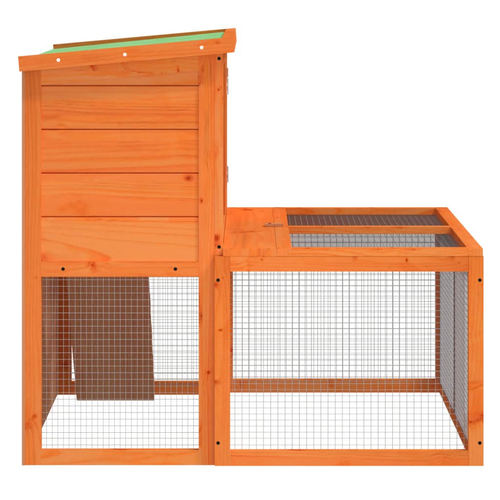 Rabbit Hutch Brown, Green Solid Pine Wood, Plywood