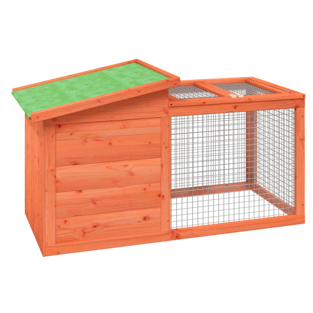 Rabbit Hutch Brown, Green Solid Pine Wood, Plywood Rabbit Hutch