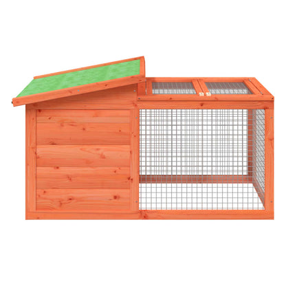 Rabbit Hutch Brown, Green Solid Pine Wood, Plywood Rabbit Hutch