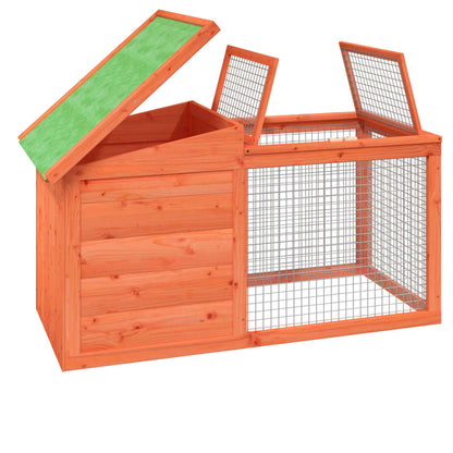 Rabbit Hutch Brown, Green Solid Pine Wood, Plywood Rabbit Hutch