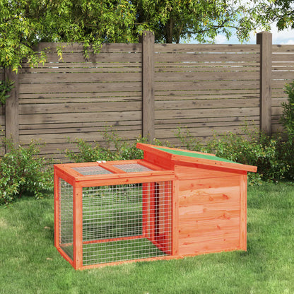 Rabbit Hutch Brown, Green Solid Pine Wood, Plywood Rabbit Hutch