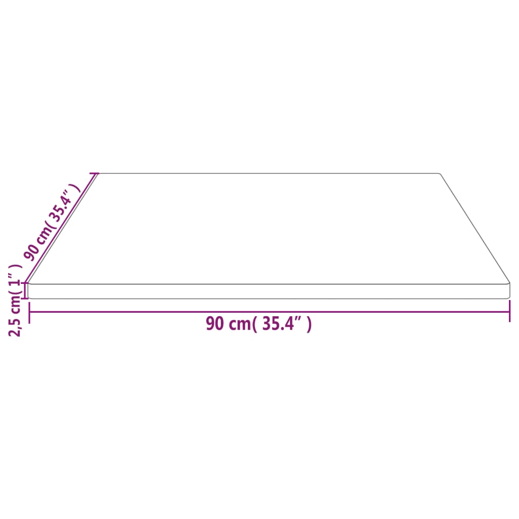 Table Top White 90x90x2.5 cm Solid Wood Pine Square