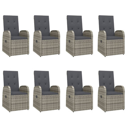 9 Piece Garden Dining Set Grey Poly Rattan&Solid Wood Acacia