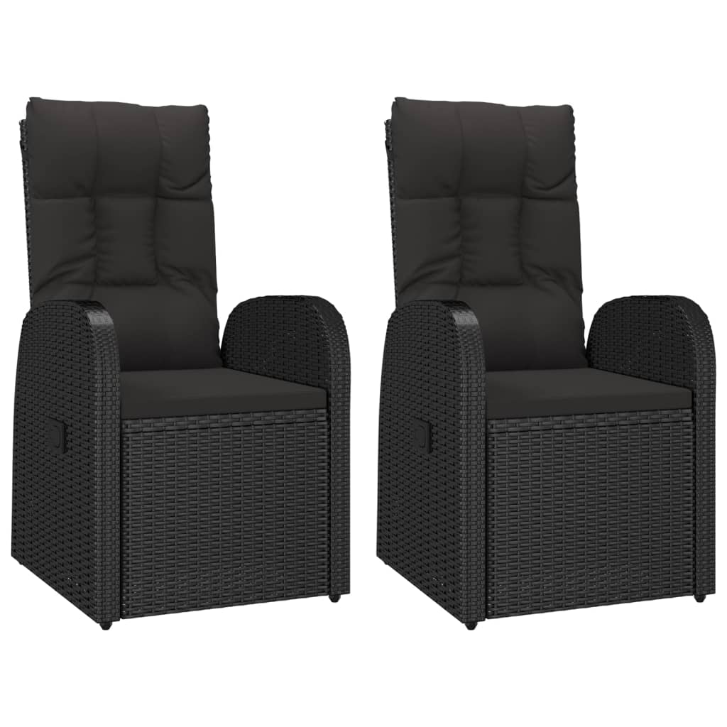 3 Piece Garden Dining Set Black Poly Rattan&Solid Wood Acacia