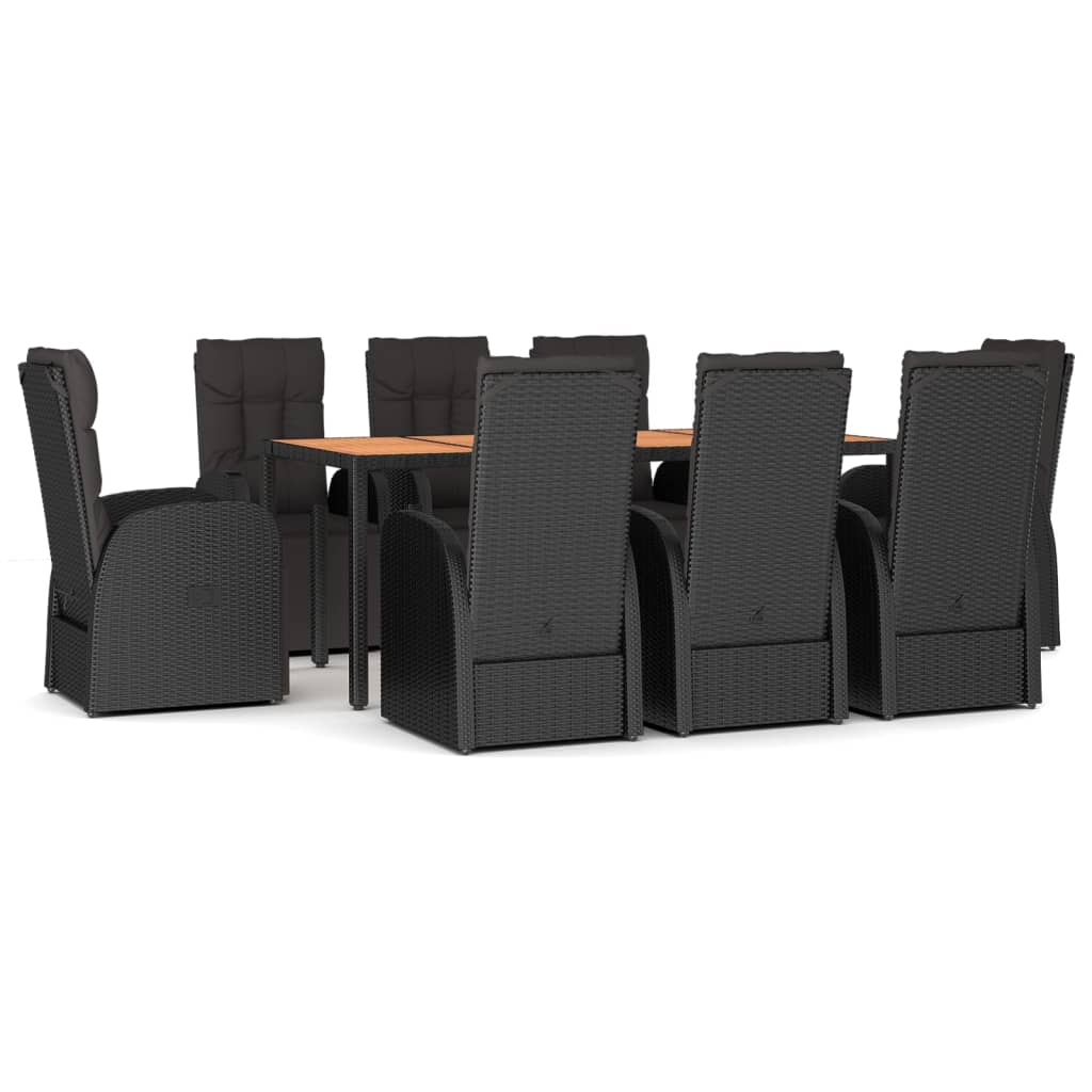 Garden Dining Set | Black | PE rattan | 9-Piece Set | Garden Dining Set