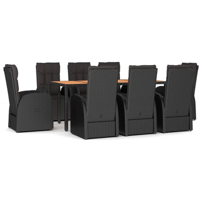 Garden Dining Set | Black | PE rattan | 9-Piece Set | Garden Dining Set