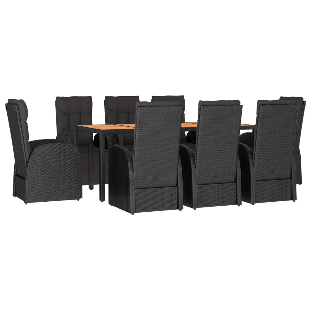 Garden Dining Set | Black | PE rattan | 9-Piece Set | Garden Dining Set