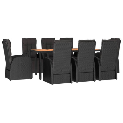 Garden Dining Set | Black | PE rattan | 9-Piece Set | Garden Dining Set