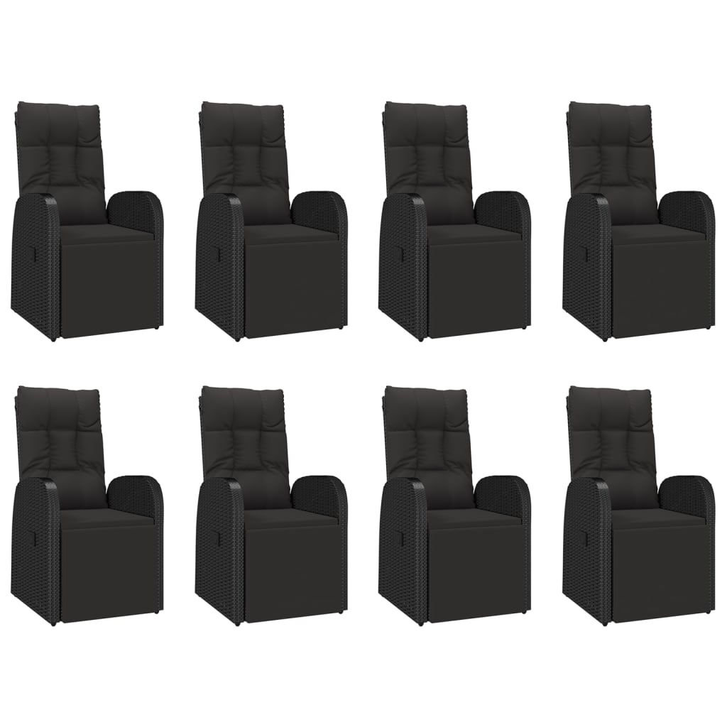 Garden Dining Set | Black | PE rattan | 9-Piece Set | Garden Dining Set