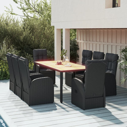 Garden Dining Set | Black | PE rattan | 9-Piece Set | Garden Dining Set
