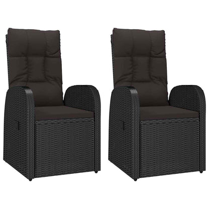 3 Piece Garden Lounge Set Black Poly Rattan&Solid Wood Acacia
