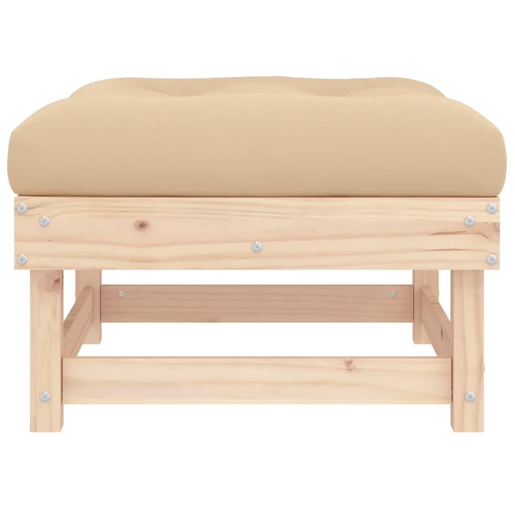 Patio Footstool with Cushion Solid Wood Pine