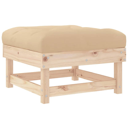 Patio Footstool with Cushion Solid Wood Pine