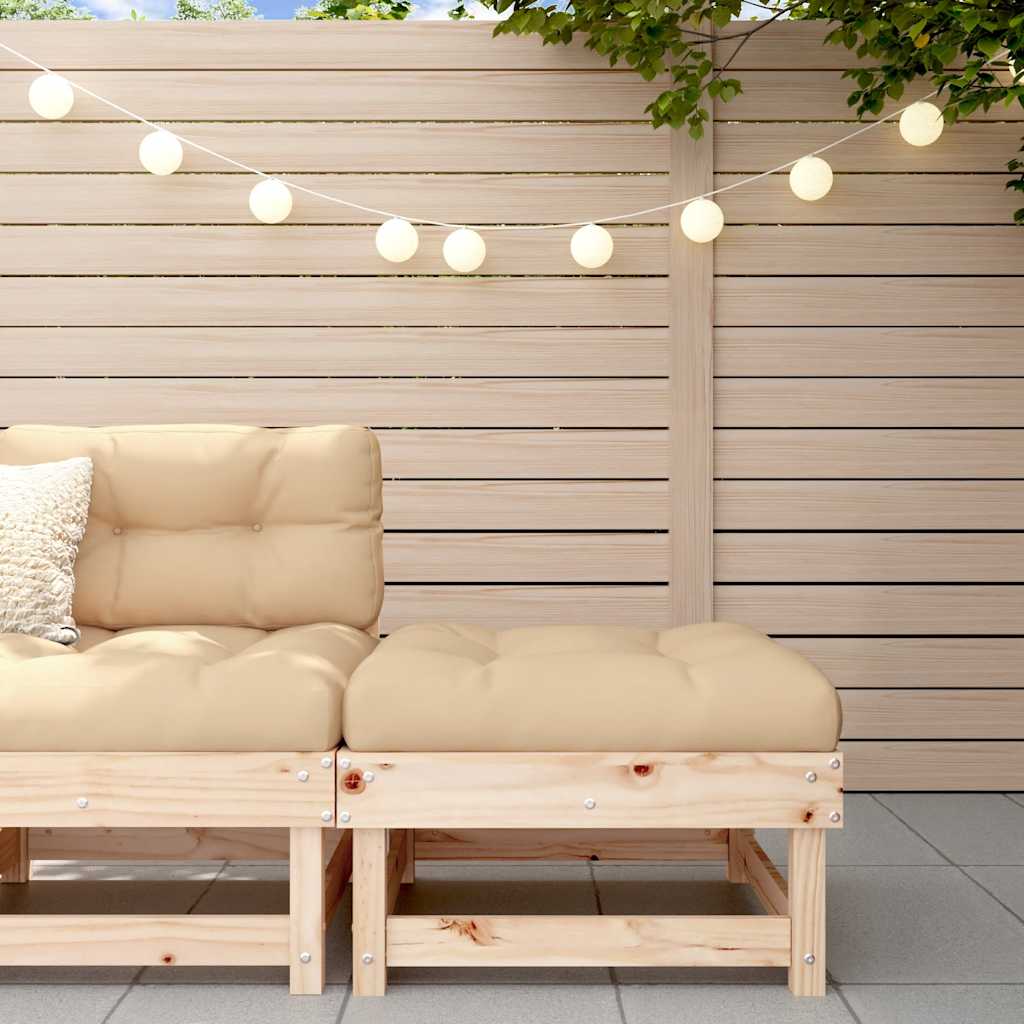 Patio Footstool with Cushion Solid Wood Pine