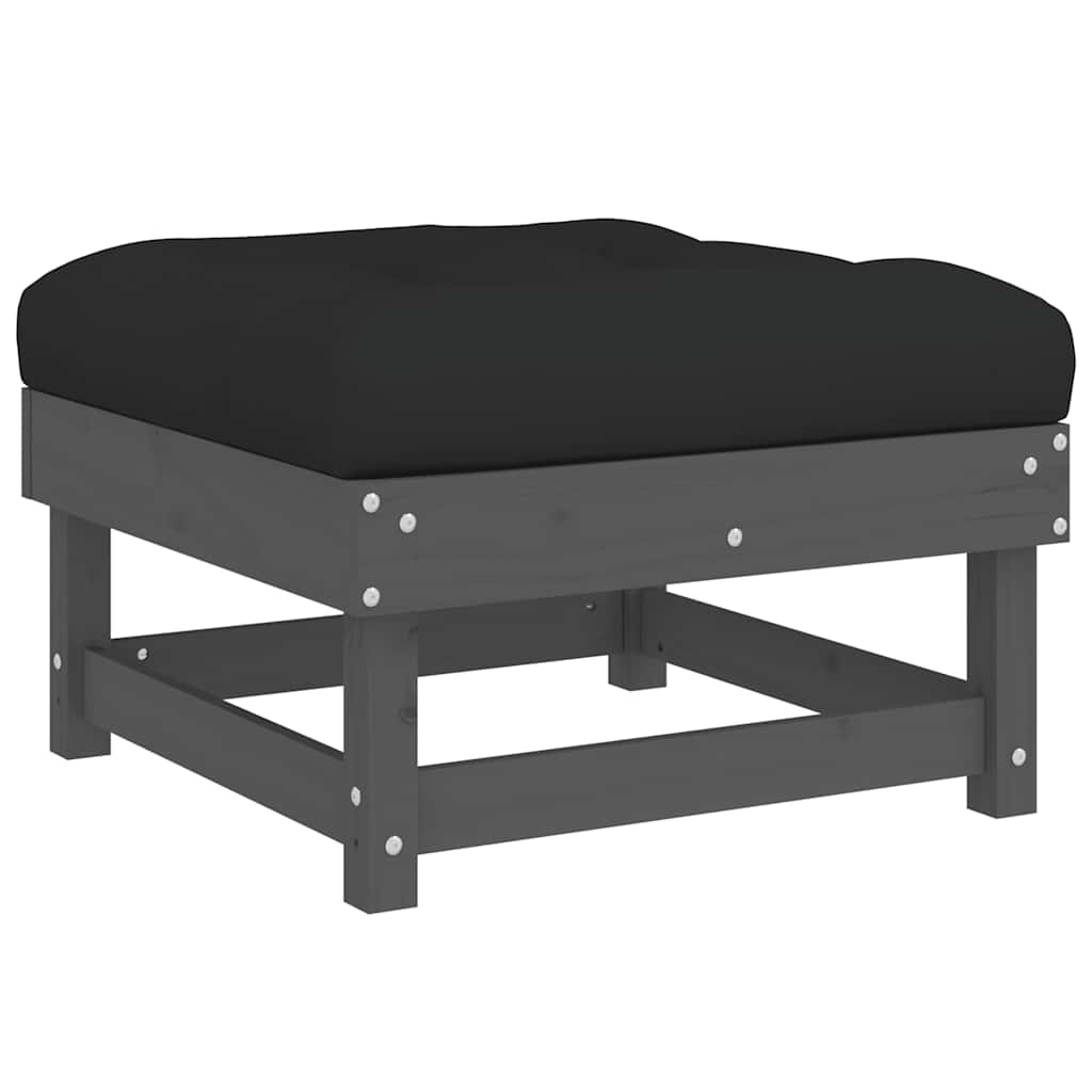 Garden Footstool | Grey | Solid pine wood | 60 cm x 60 cm | Modular
