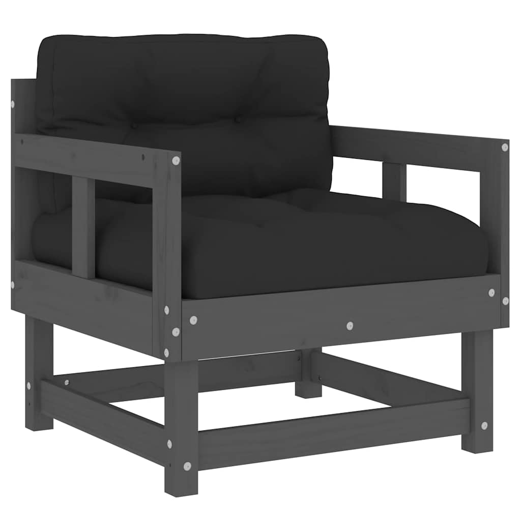 Garden Chair | Grey | Solid Pine Wood, Plywood, Oxford Fabric | Modular