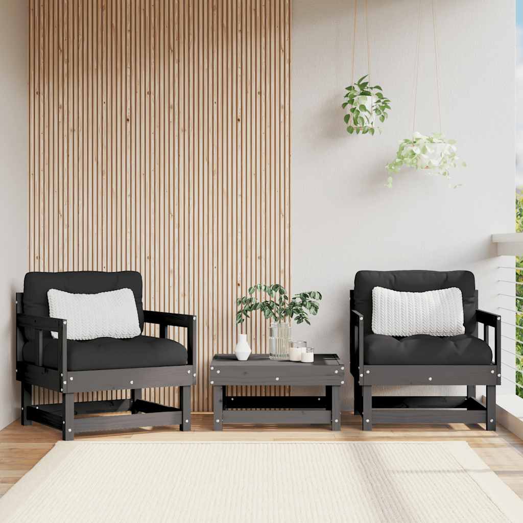 Garden Chair | Grey | Solid Pine Wood, Plywood, Oxford Fabric | Modular