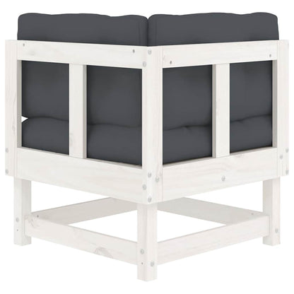 Corner Sofas with Cushions 2 pcs White Solid Wood Pine
