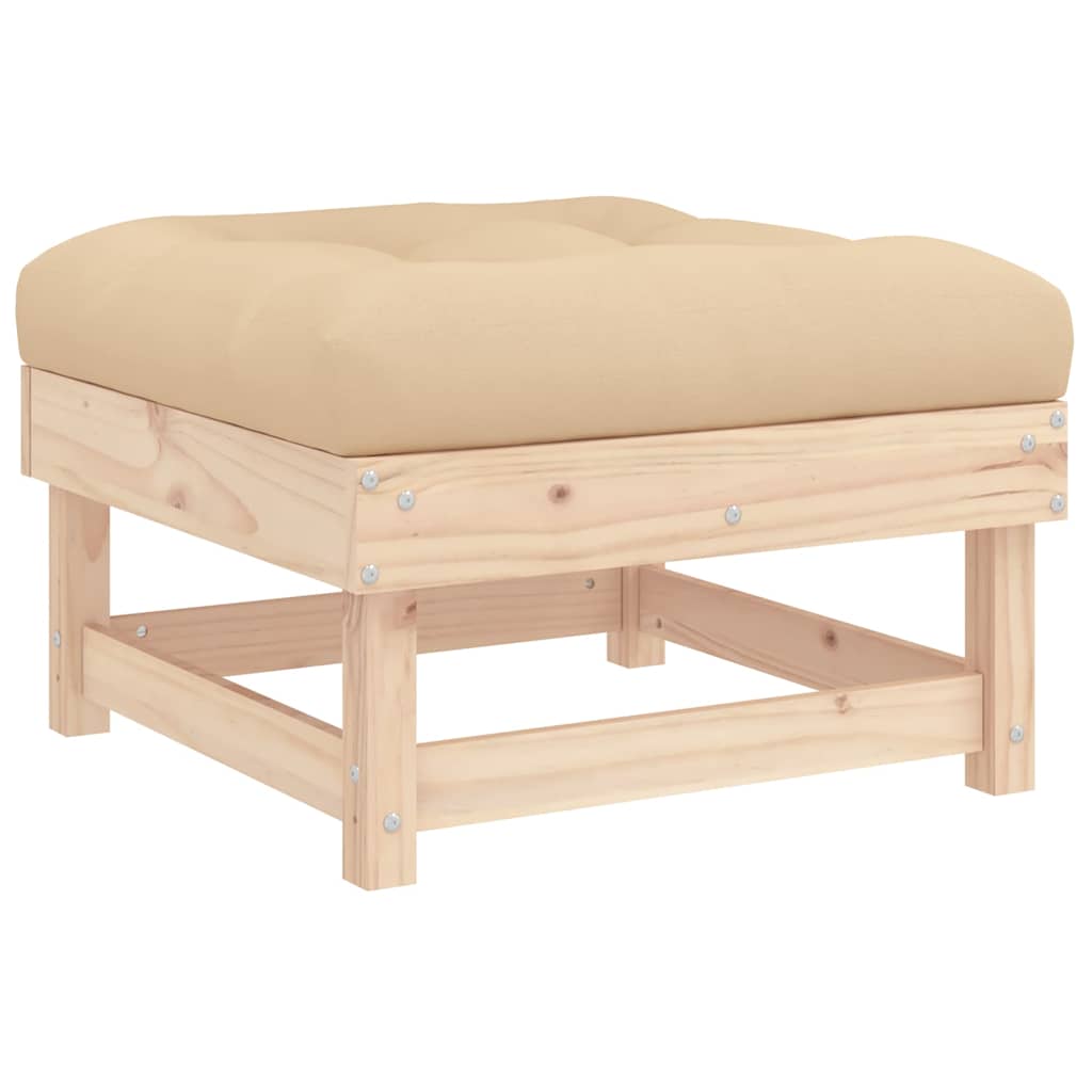 Patio Footstools with Cushions 2pcs Solid Wood Pine
