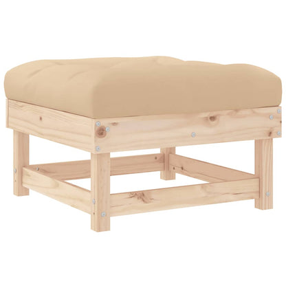 Patio Footstools with Cushions 2pcs Solid Wood Pine