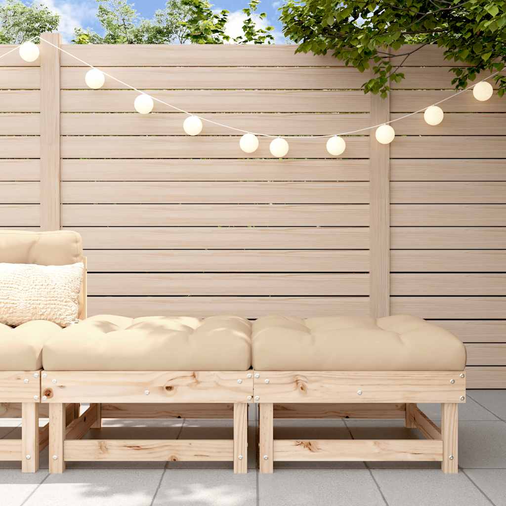 Patio Footstools with Cushions 2pcs Solid Wood Pine
