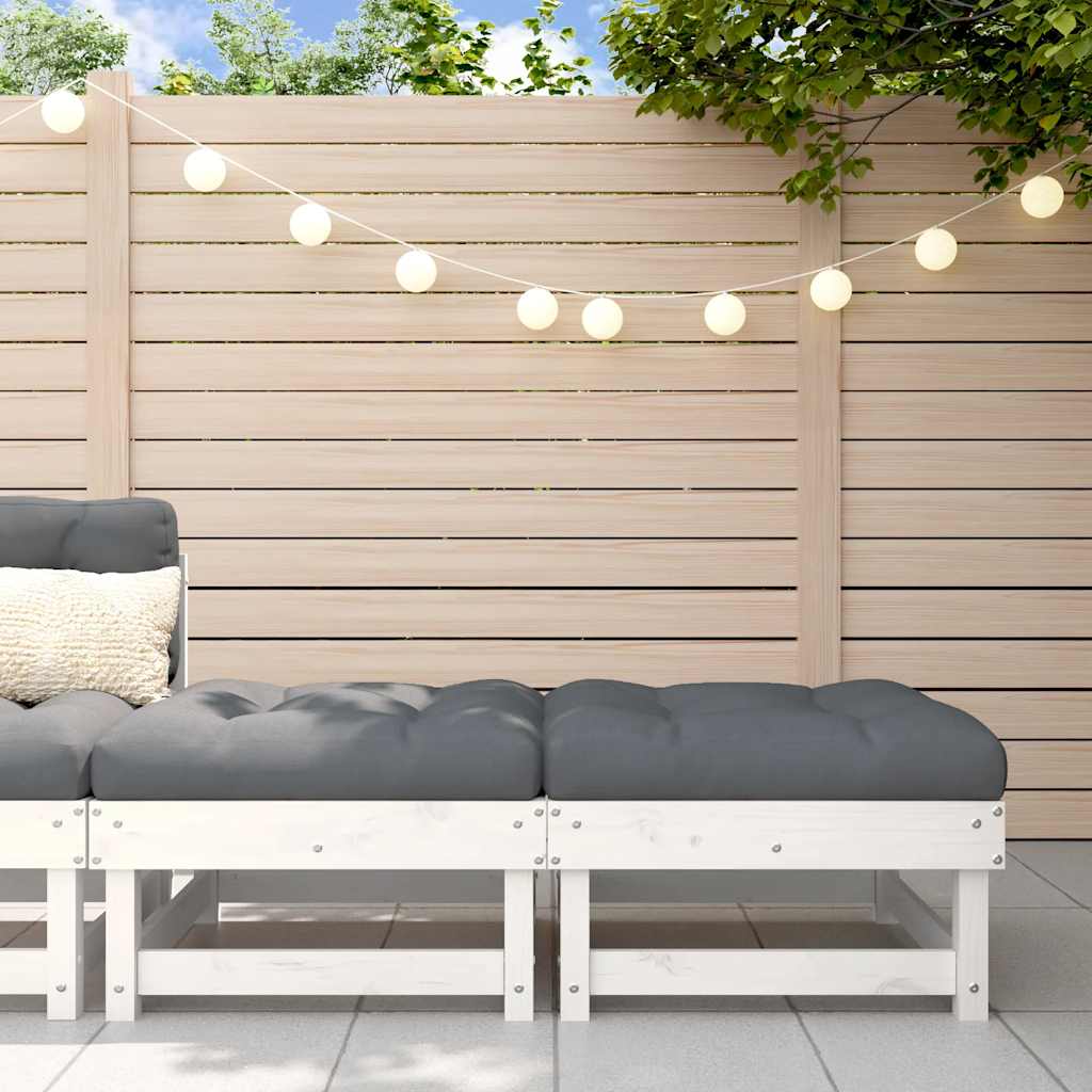Patio Footstools with Cushions 2pcs White Solid Wood Pine