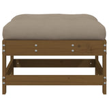 Garden Footstool with Cushion Honey Brown Solid Wood Pine