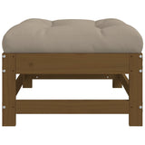 Garden Footstool with Cushion Honey Brown Solid Wood Pine