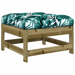 Garden Footstool with Cushion Impregnated Wood Pine