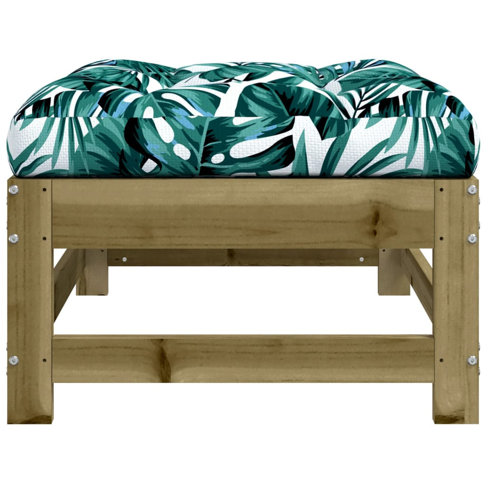 Garden Footstool with Cushion Impregnated Wood Pine