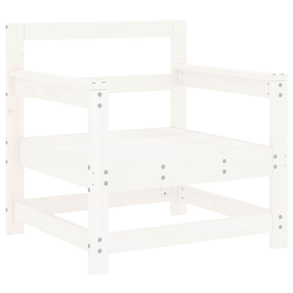 Patio Chairs with Cushions 2 pcs White Solid Wood Pine