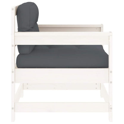 Patio Chairs with Cushions 2 pcs White Solid Wood Pine