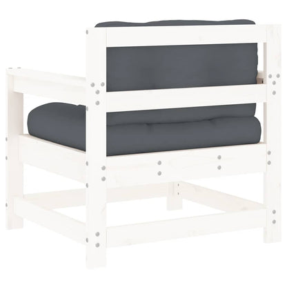 Patio Chairs with Cushions 2 pcs White Solid Wood Pine